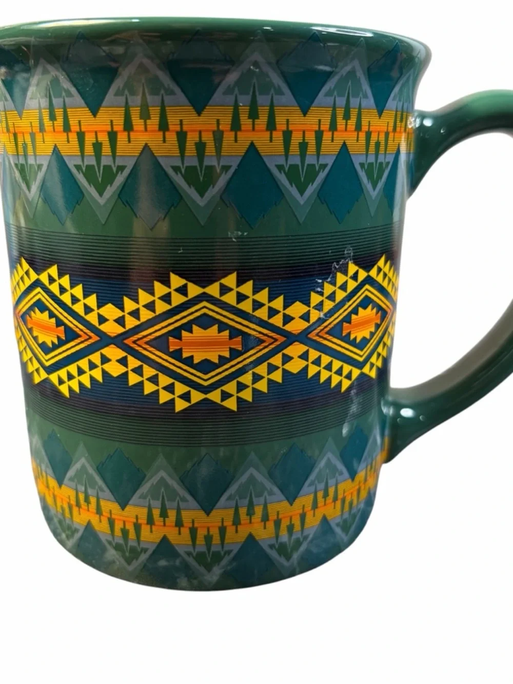 PENDLETON GREEN SOUTHWEST PRINT COFFEE MUG 12 OZ